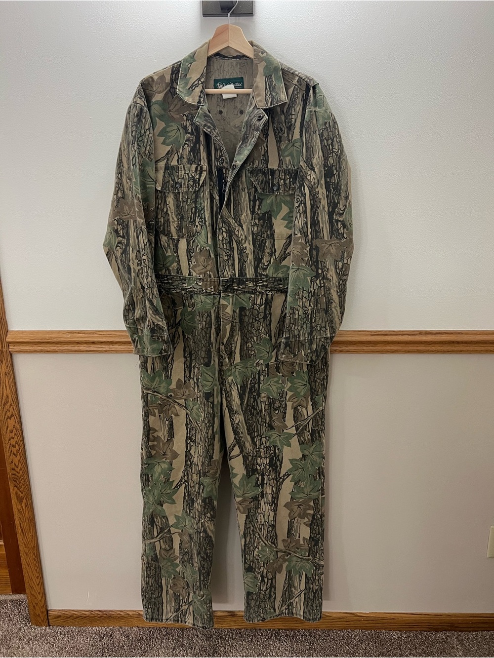 Vintage 90s Gander Mountain Rebark Camo Hunting Coveralls size large